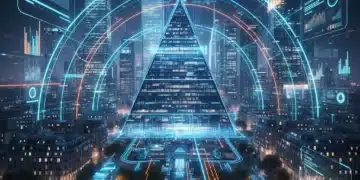 Big Data en France 2026 : Stratégies pour Transformer Vos Données en Décisions Illustration futuriste du Big Data en France, avec des flux de données lumineux sur un paysage urbain de Paris