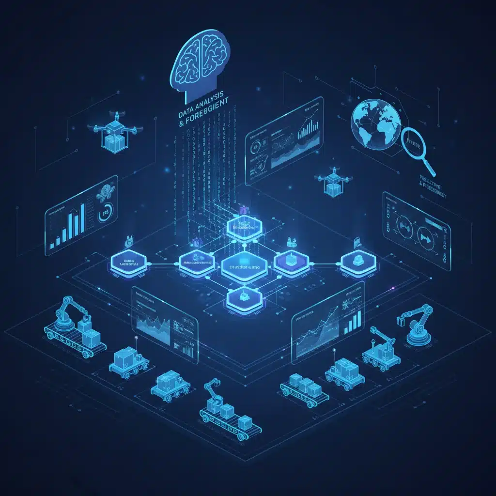Tableau de bord numérique et réseau logistique interconnecté symbolisant la transformation digitale de l'approvisionnement.