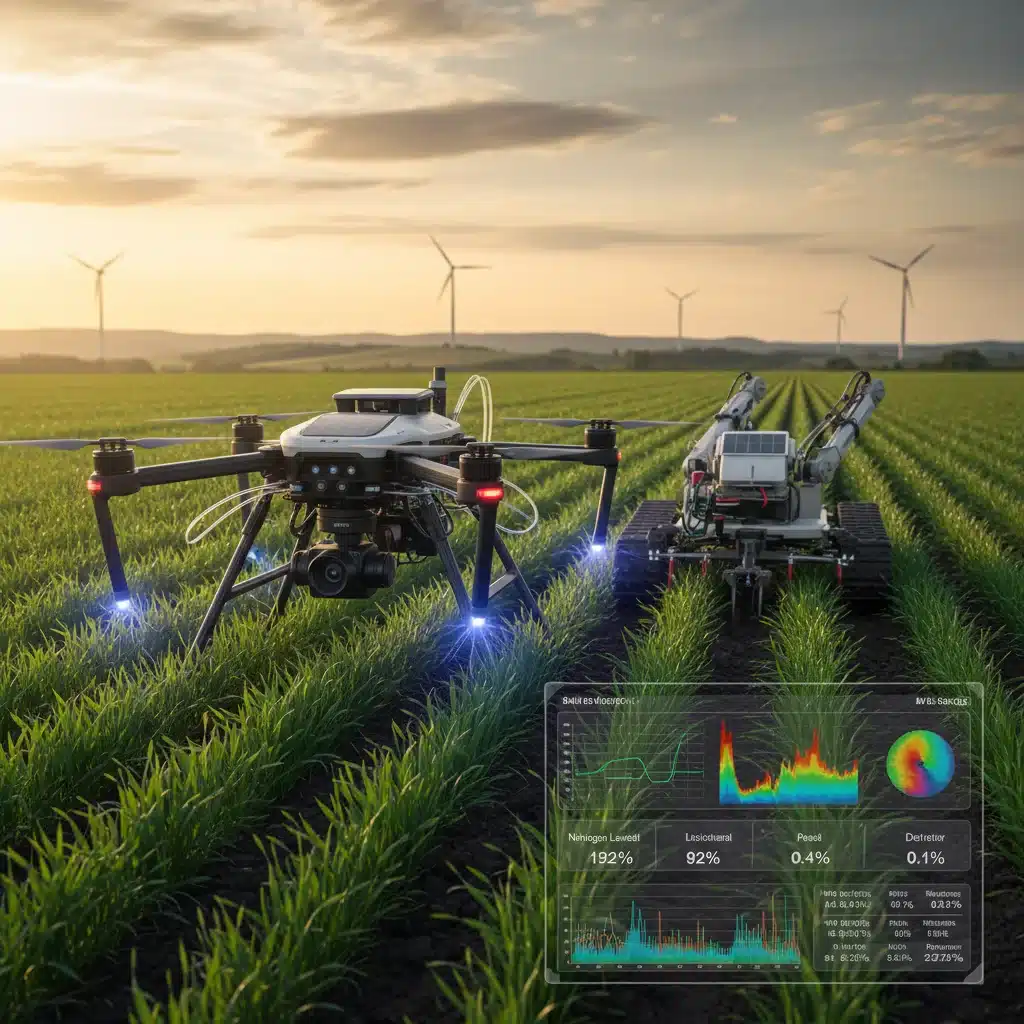 Drone agricole collectant des données pour l'agriculture de précision