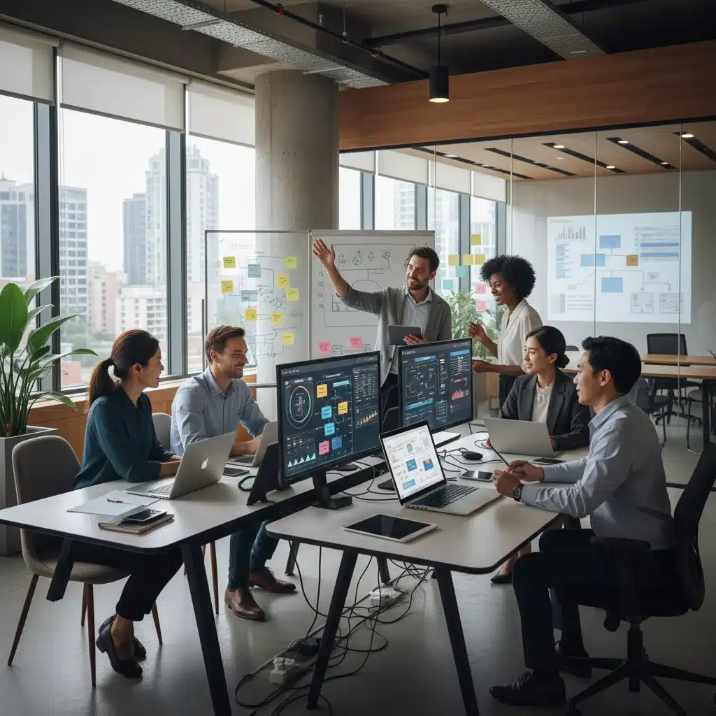 Équipe innovante travaillant sur la diversification et l'agilité des entreprises