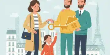 Famille française heureuse recevant les clés de sa nouvelle maison en 2026