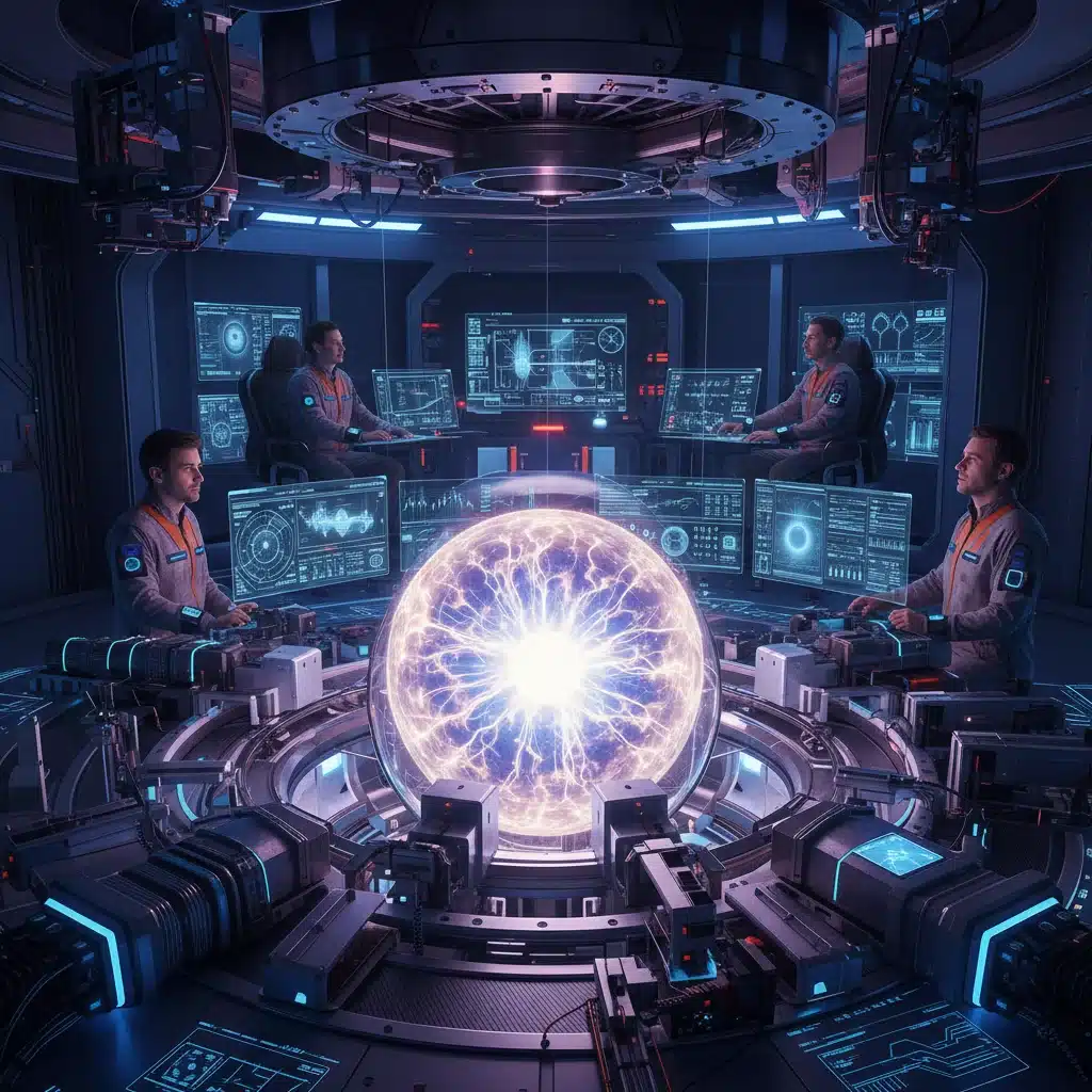 Cœur d'un réacteur à fusion nucléaire, symbolisant l'énergie propre du futur.
