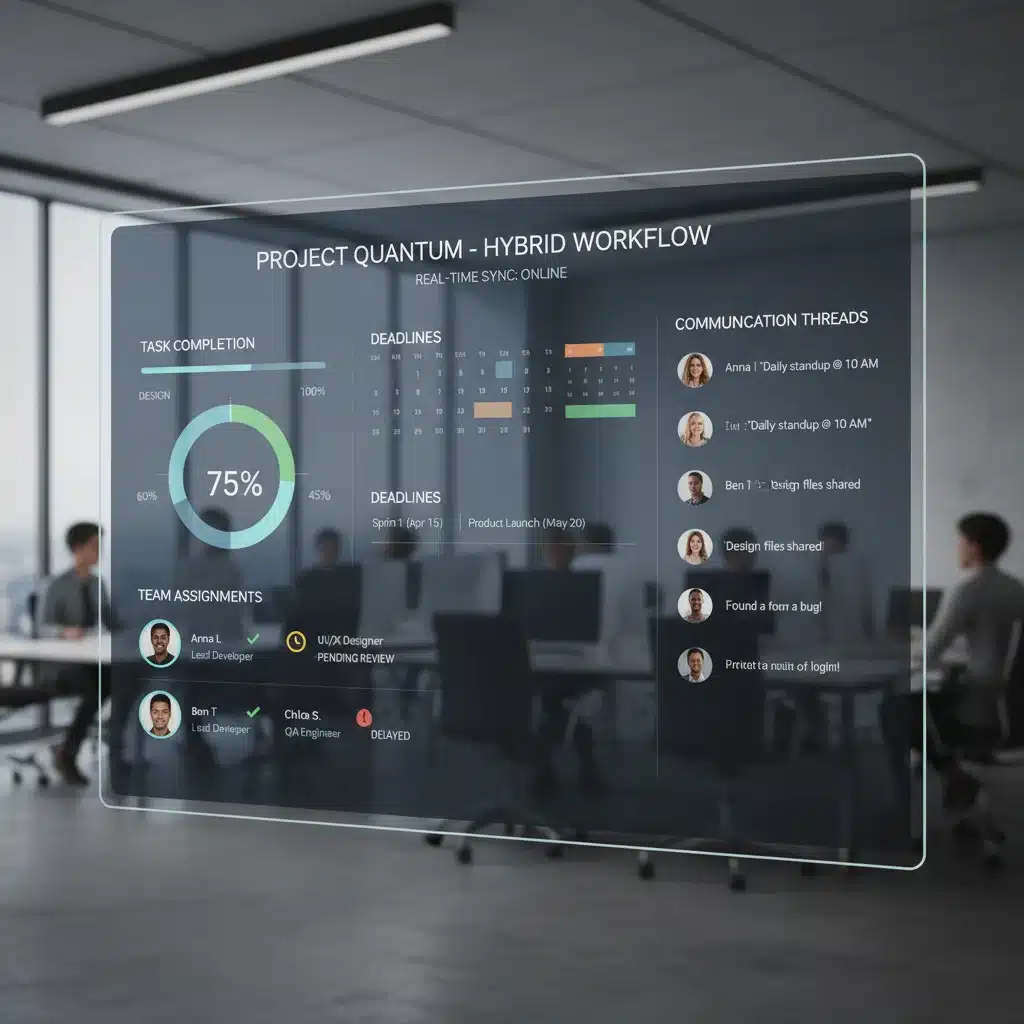 Tableau de bord de gestion de projet avec suivi des tâches et des équipes