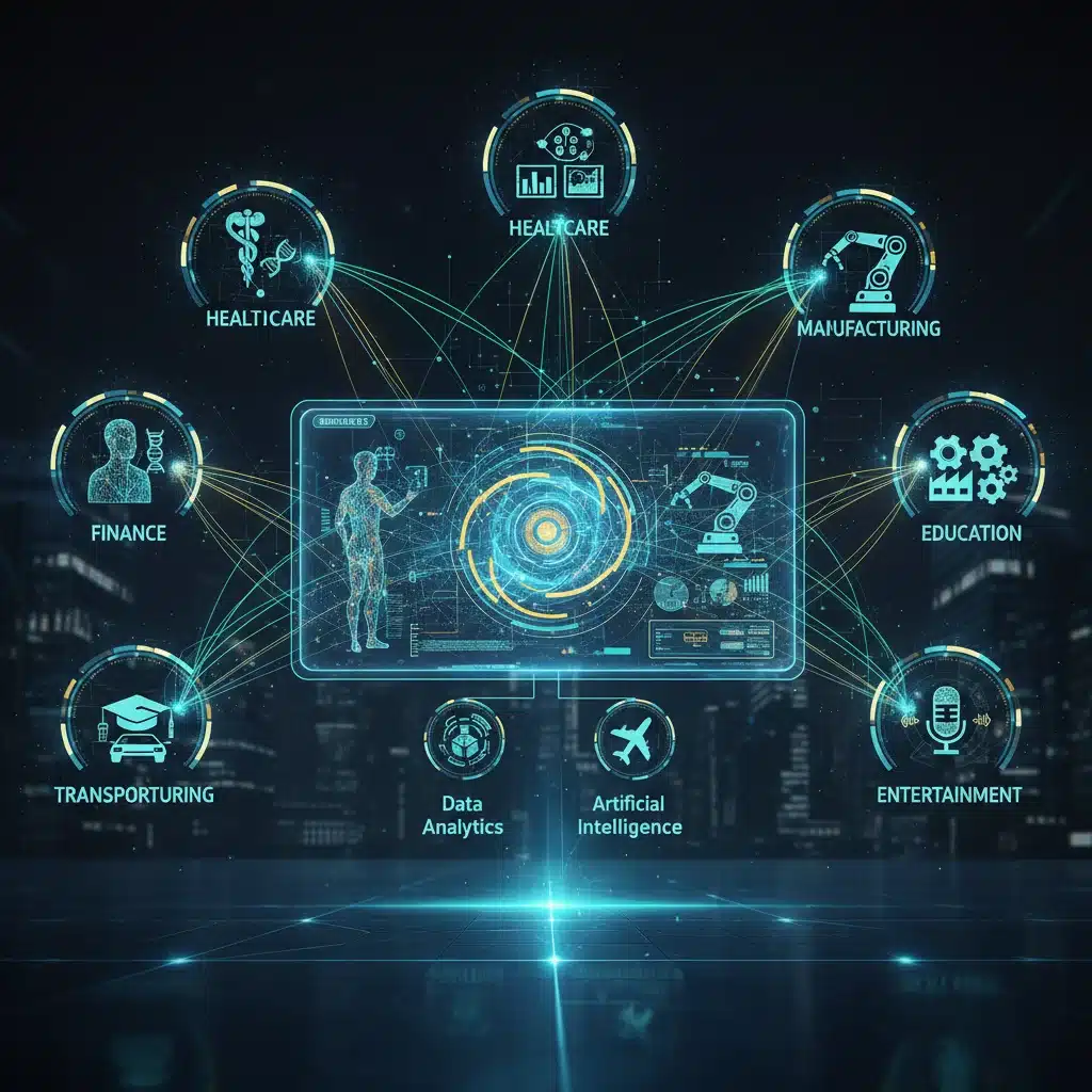 Graphiques et technologies illustrant l'impact de l'IA et de l'analyse de données sur l'emploi.