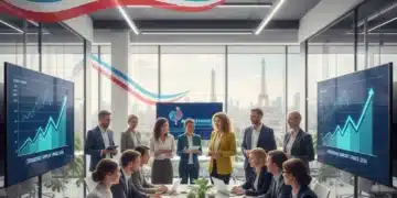 Professionnels divers travaillant ensemble, symbolisant le marché de l'emploi français dynamique en 2026.