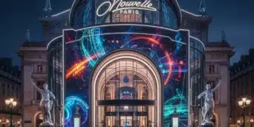L'Opéra en France 2026 : 3 Productions Innovantes pour Rajeunir le Genre Façade moderne d'un opéra français illuminée la nuit, avec des projections artistiques attirant une foule diversifiée.