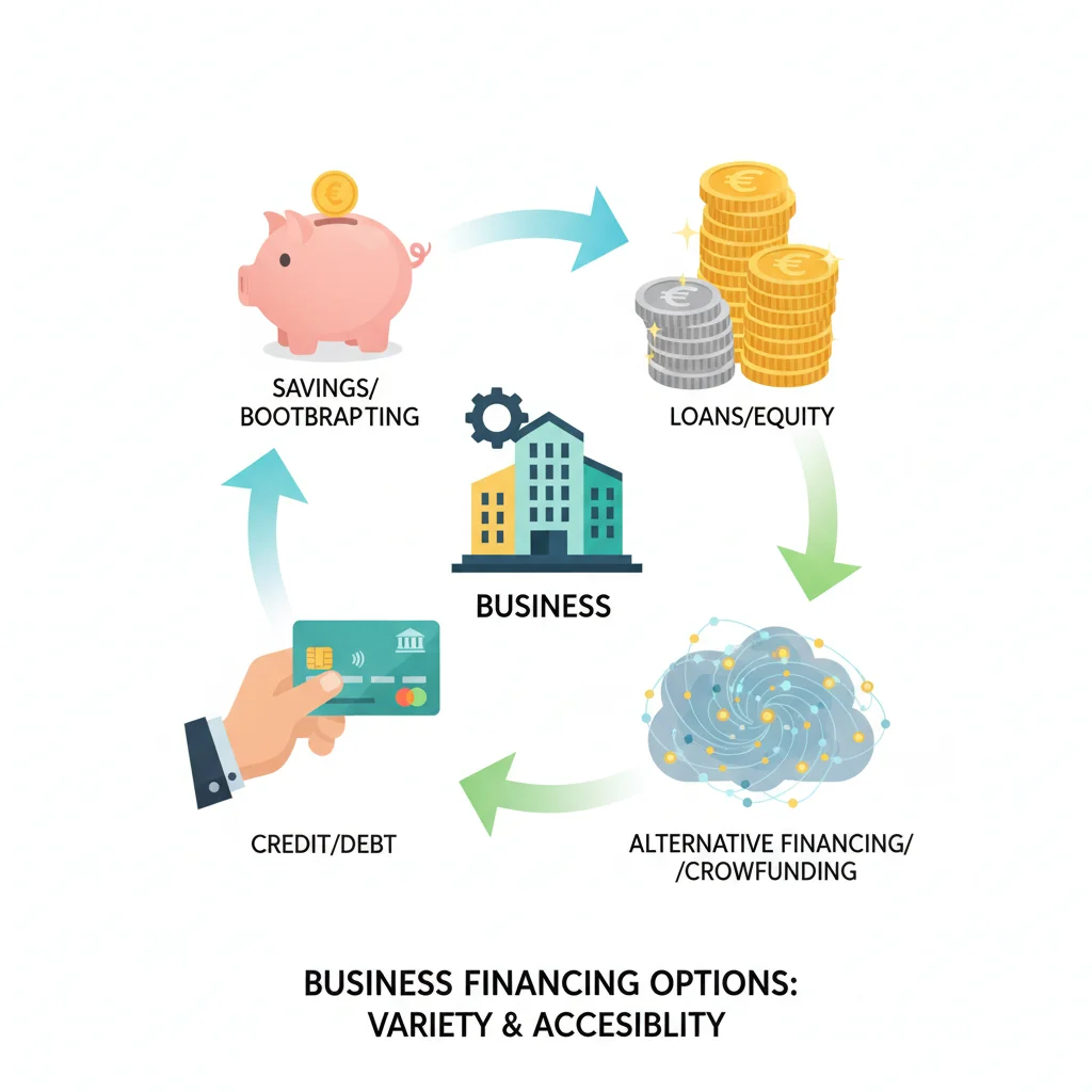 Illustrations diverses des options de financement pour les entreprises françaises.