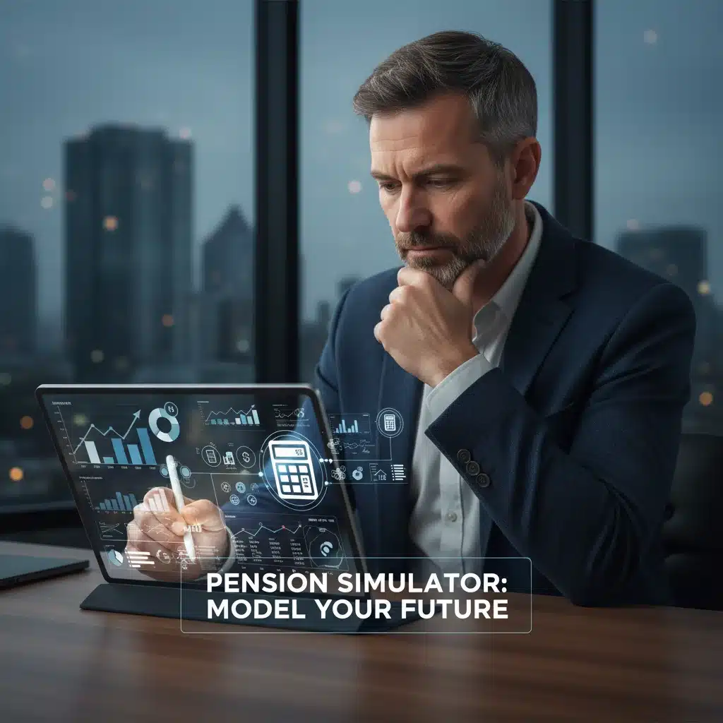 Personne simulant le calcul de sa pension de retraite sur une tablette