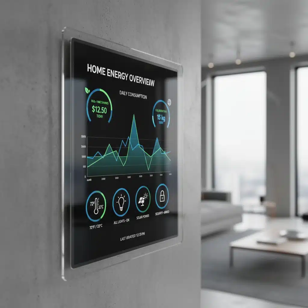 Tableau de bord intelligent affichant la consommation d'énergie d'une maison connectée