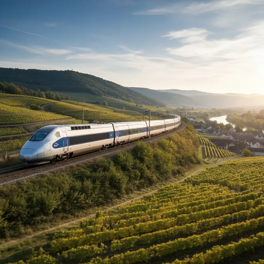 Train à grande vitesse traversant la campagne française, symbole de rapidité