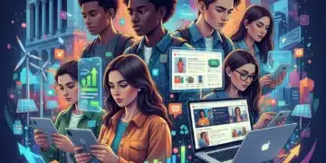 Jeunes de la Gen Z utilisant des appareils numériques pour le shopping, la finance et les réseaux sociaux, symbolisant leur impact économique.